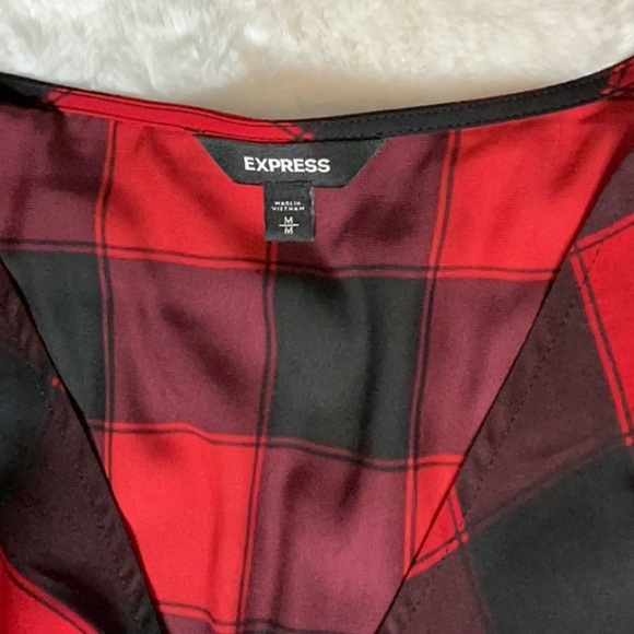 Express Red and Black Asymmetrical Tie Front SunDress - Picture 7 of 15